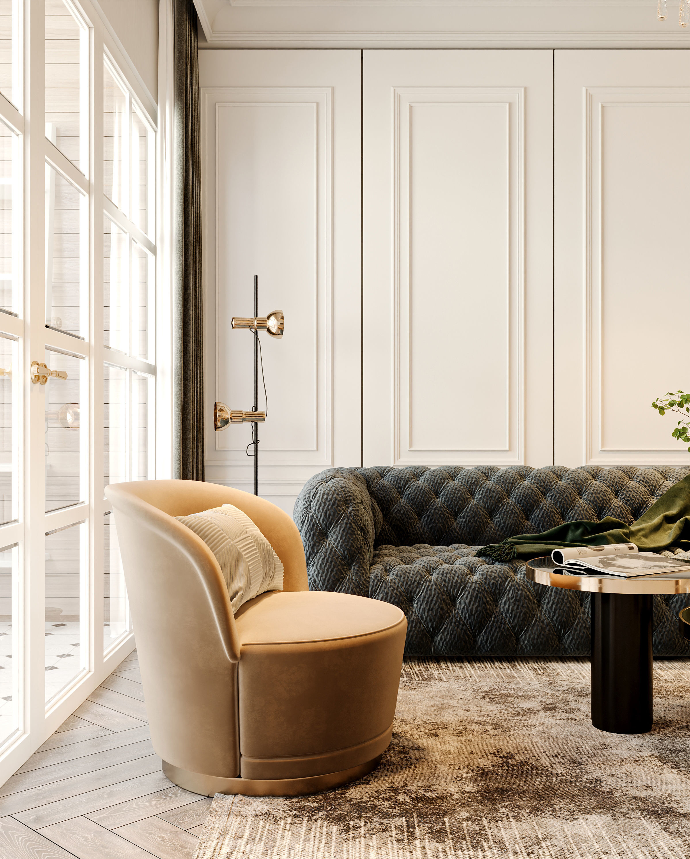 Neo Classic Lingving Room 3D model_1