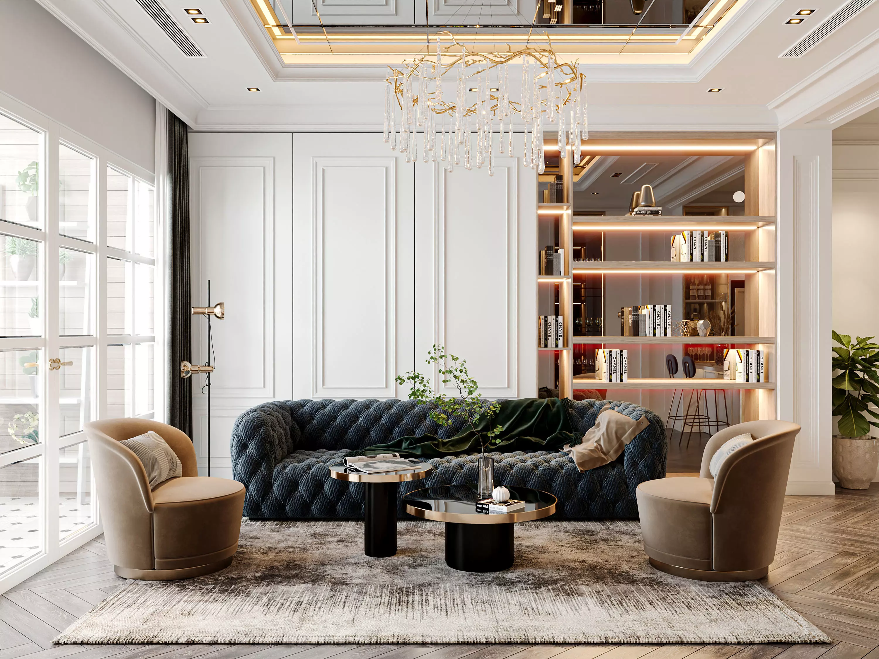 Neo Classic Lingving Room 3D model_0