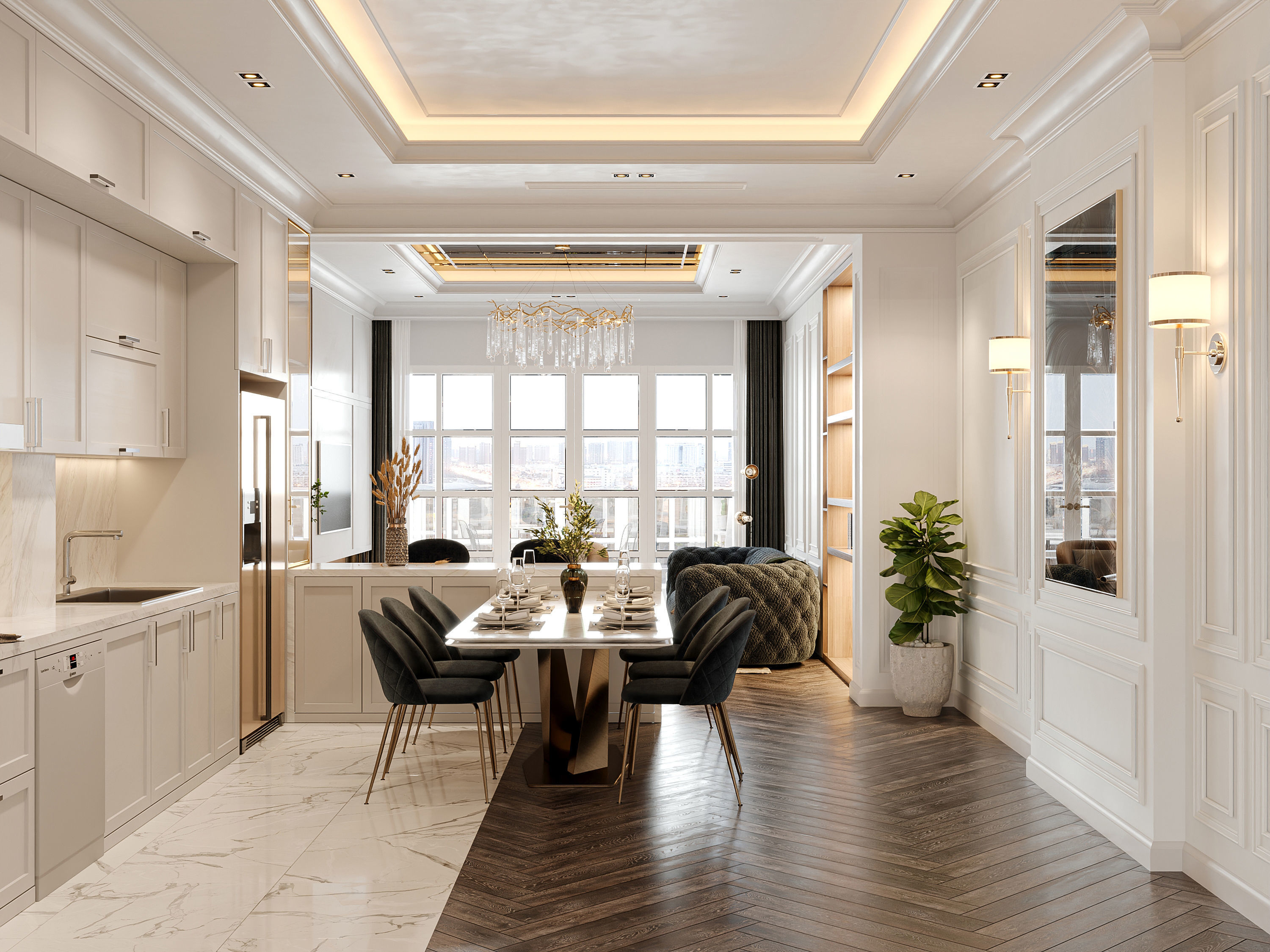 Neo Classic Lingving Room 3D model_6