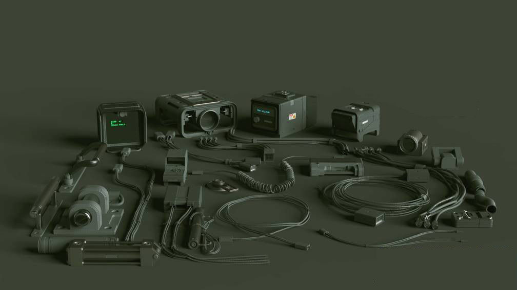 3D KITBASH set 45 sci-fi props Low-poly 3D model_2