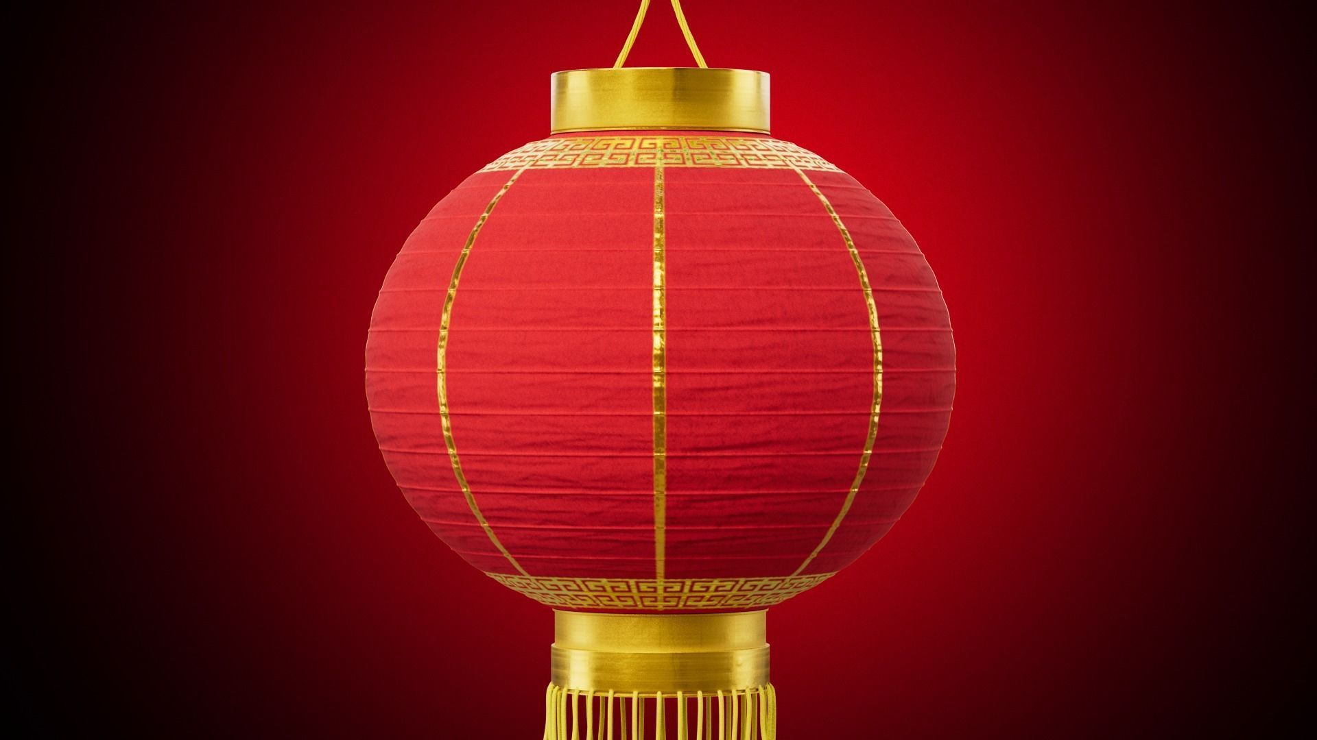 Chinese Lantern Low-poly 3D model_2