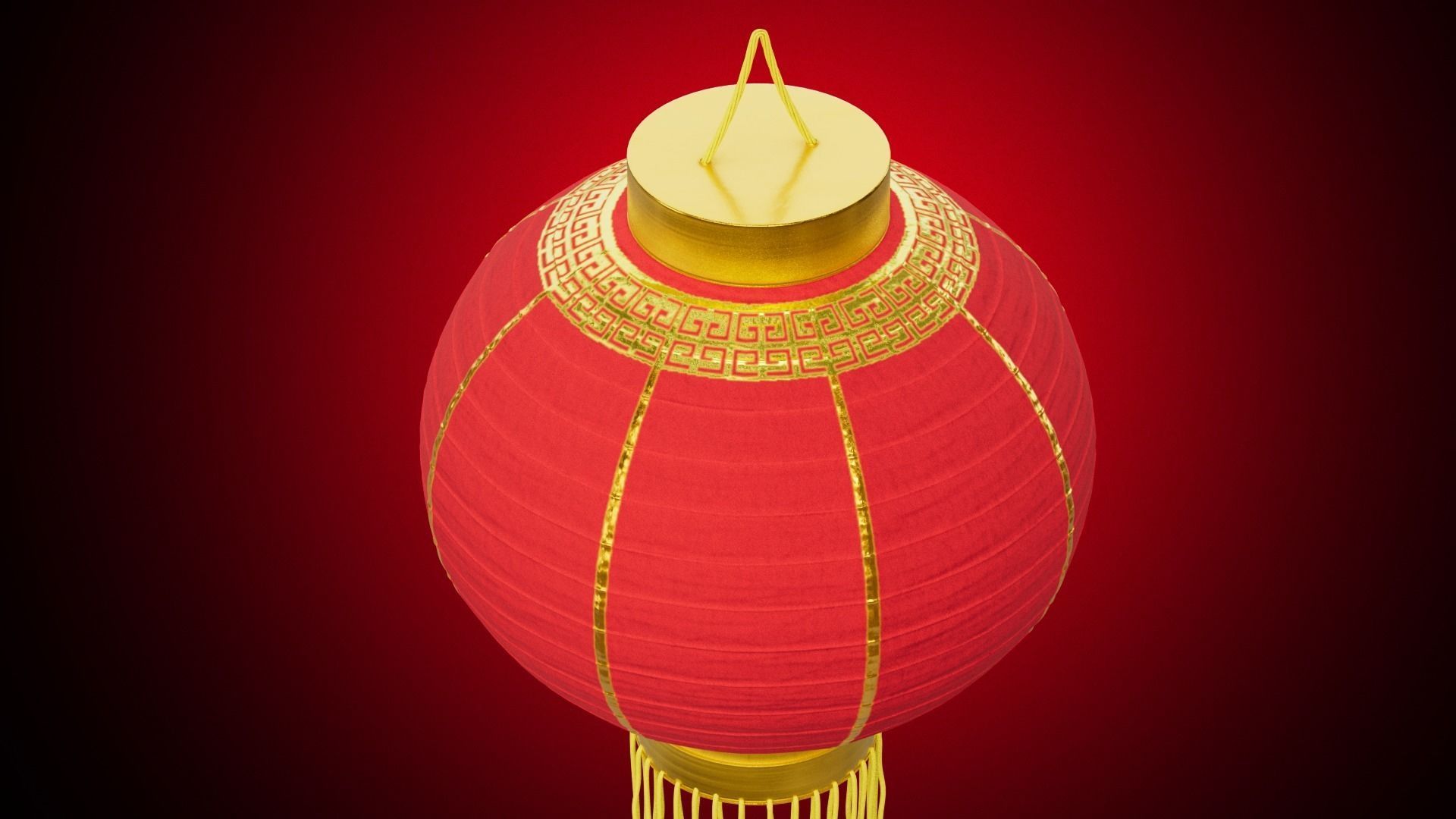 Chinese Lantern Low-poly 3D model_4