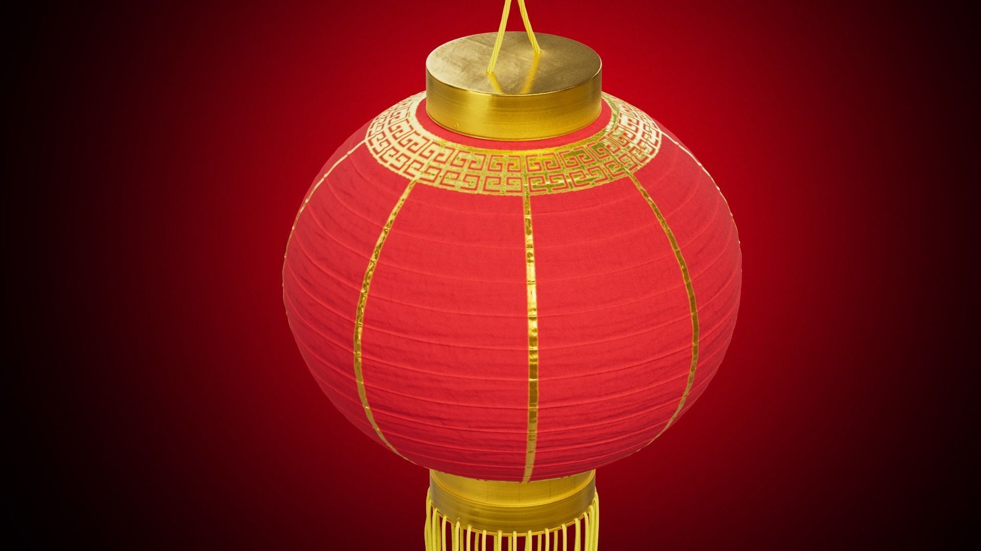 Chinese Lantern Low-poly 3D model_3