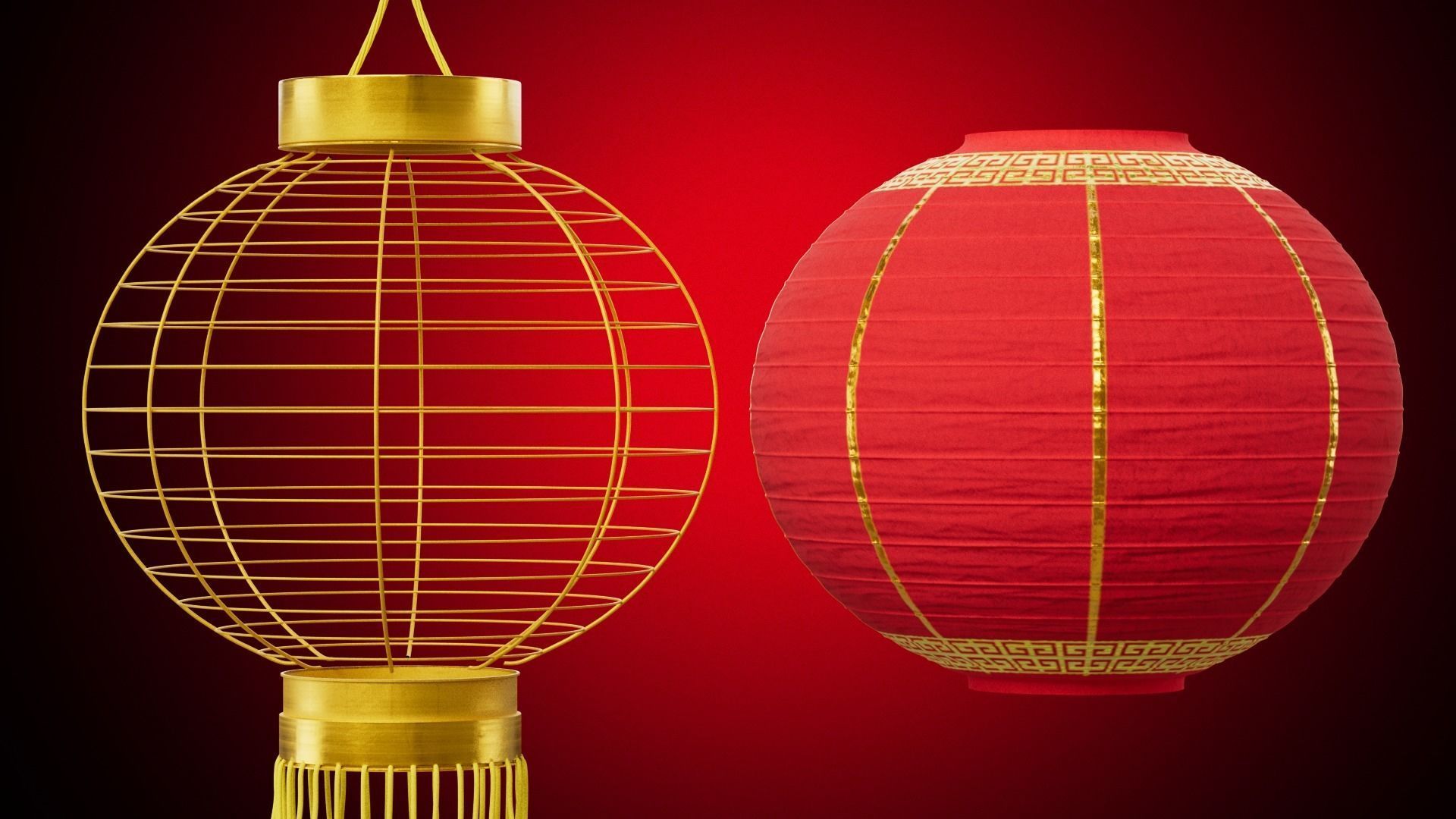 Chinese Lantern Low-poly 3D model_8