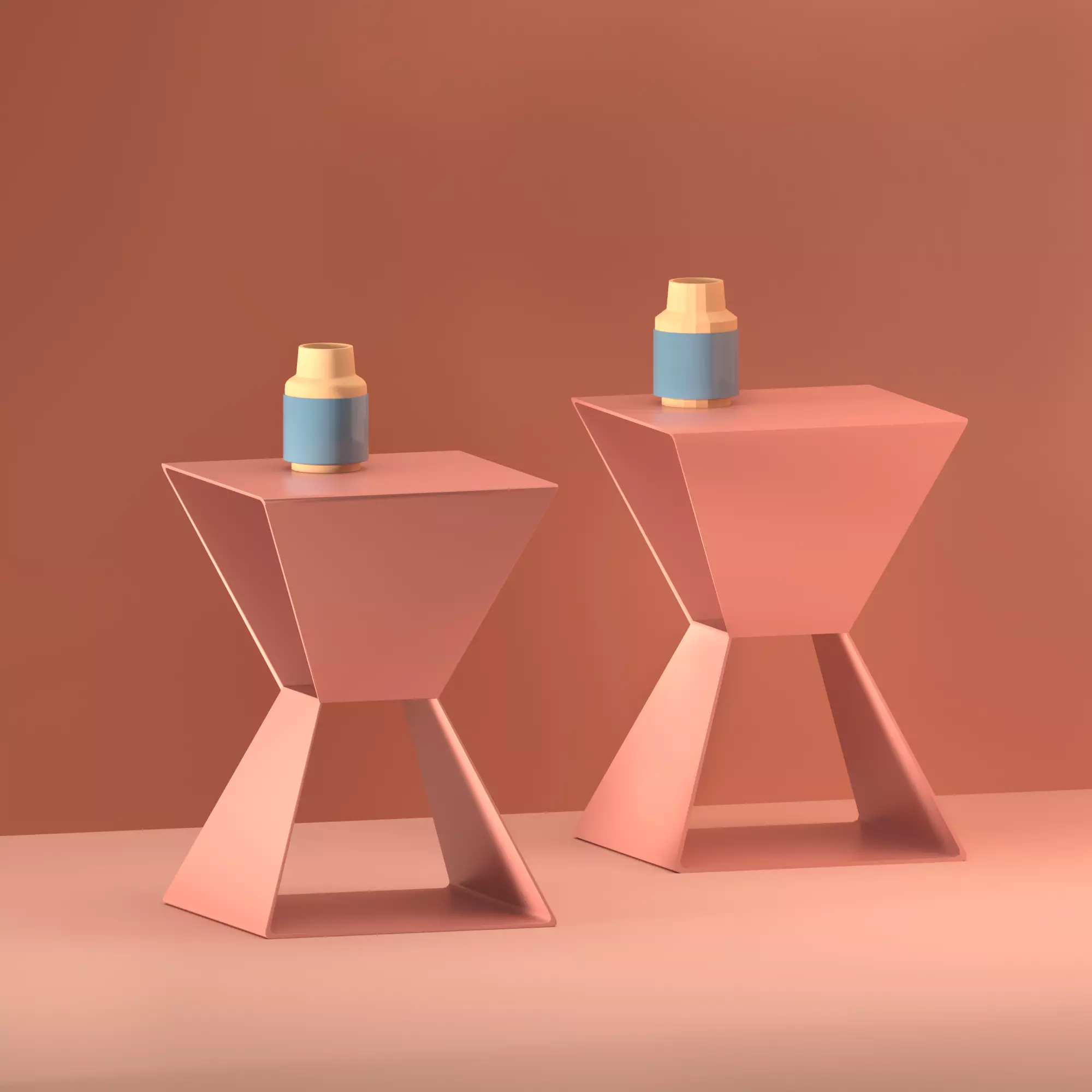 Small table with vase decor Free low-poly 3D model