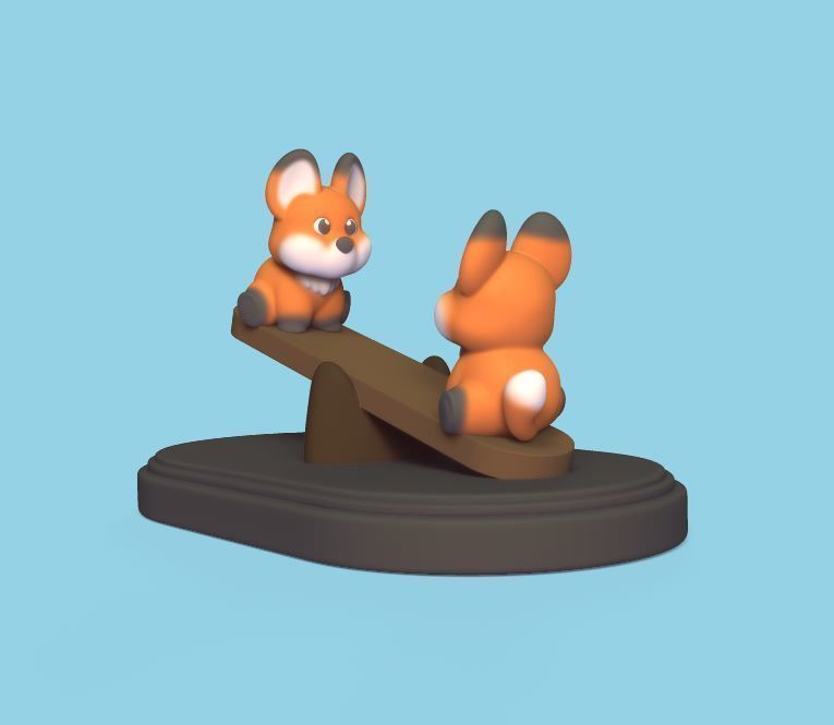 Foxes Having Fun 3D print model_1