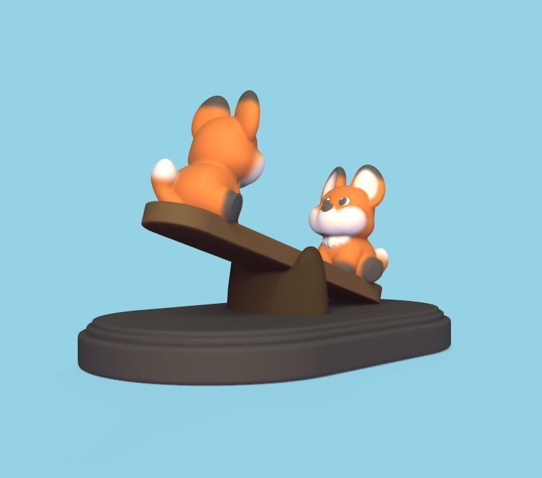 Foxes Having Fun 3D print model_2