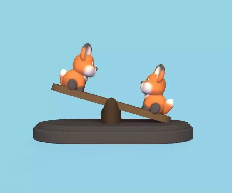 Foxes Having Fun 3D print model_0