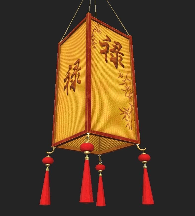 Realistic Chinese Lantern 3 Low-poly 3D model_22