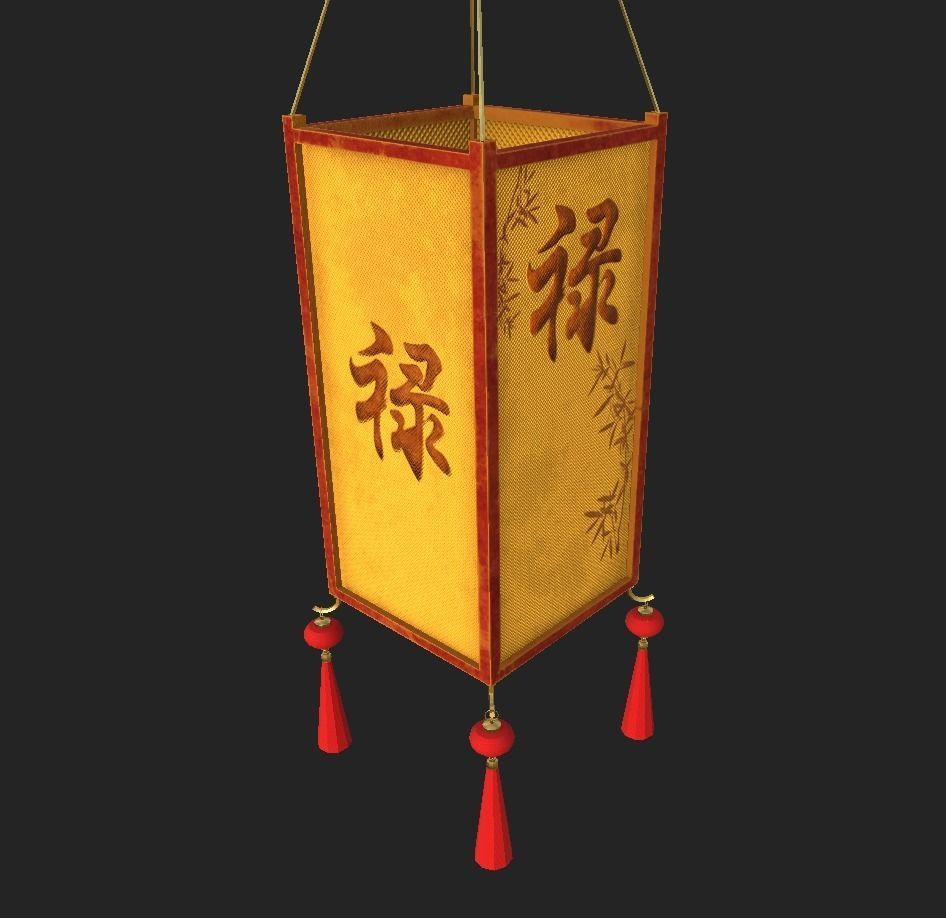 Realistic Chinese Lantern 3 Low-poly 3D model_26