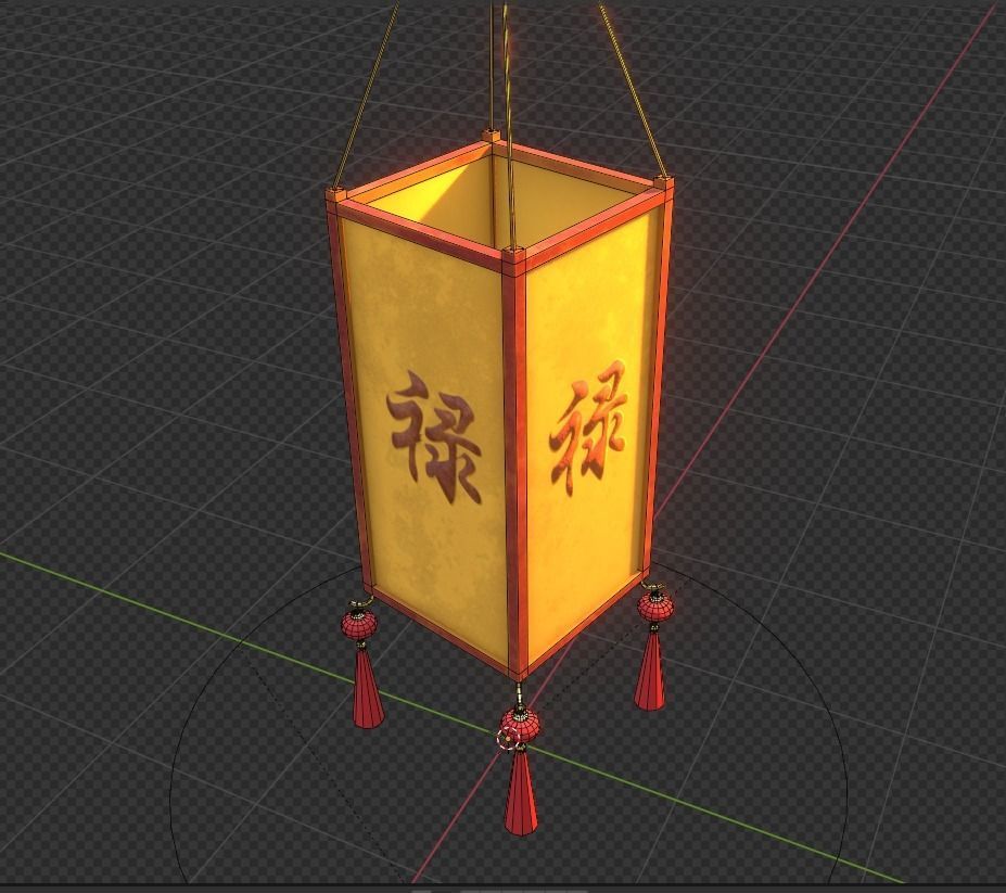 Realistic Chinese Lantern 3 Low-poly 3D model_14
