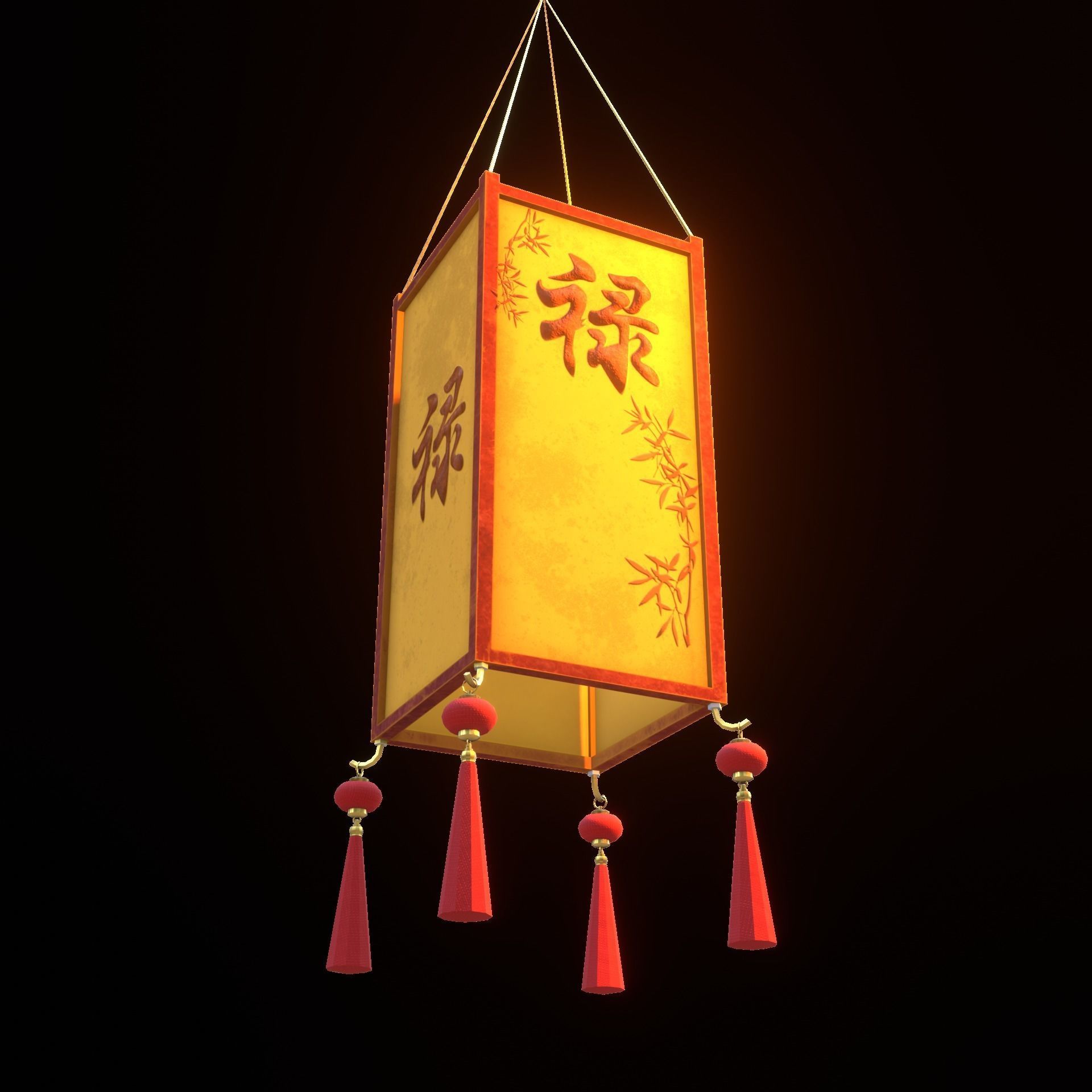 Realistic Chinese Lantern 3 Low-poly 3D model_3