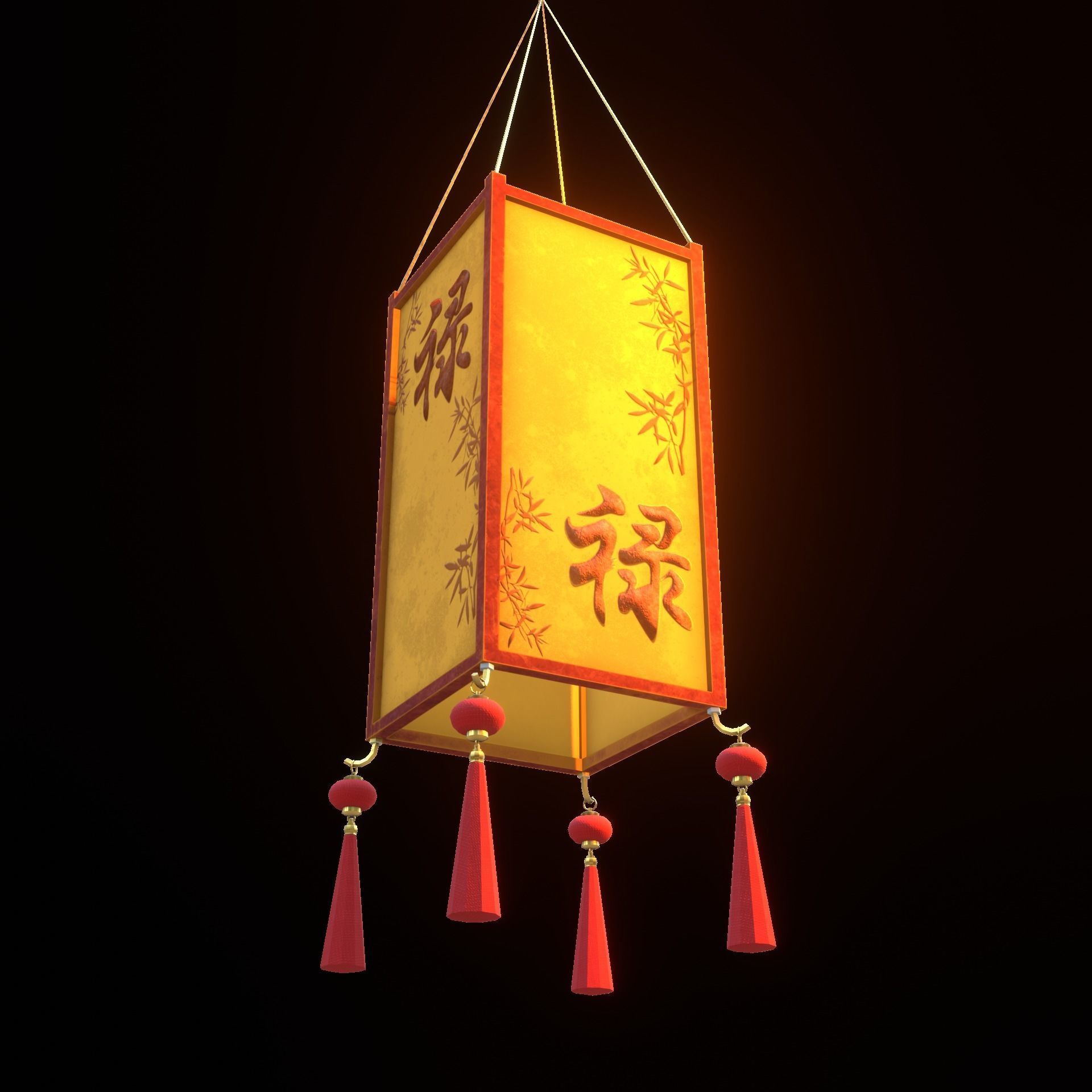 Realistic Chinese Lantern 3 Low-poly 3D model_4
