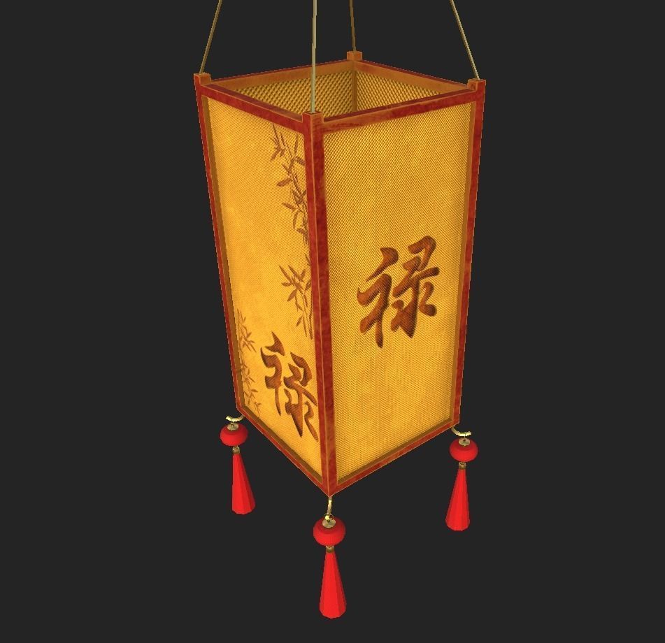 Realistic Chinese Lantern 3 Low-poly 3D model_28
