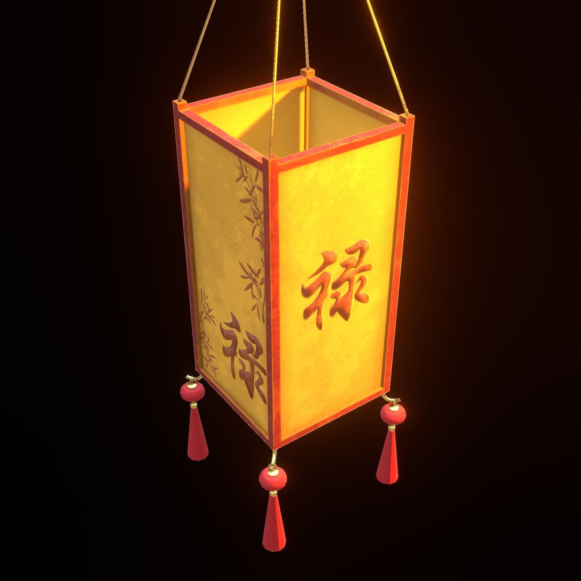 Realistic Chinese Lantern 3 Low-poly 3D model_5