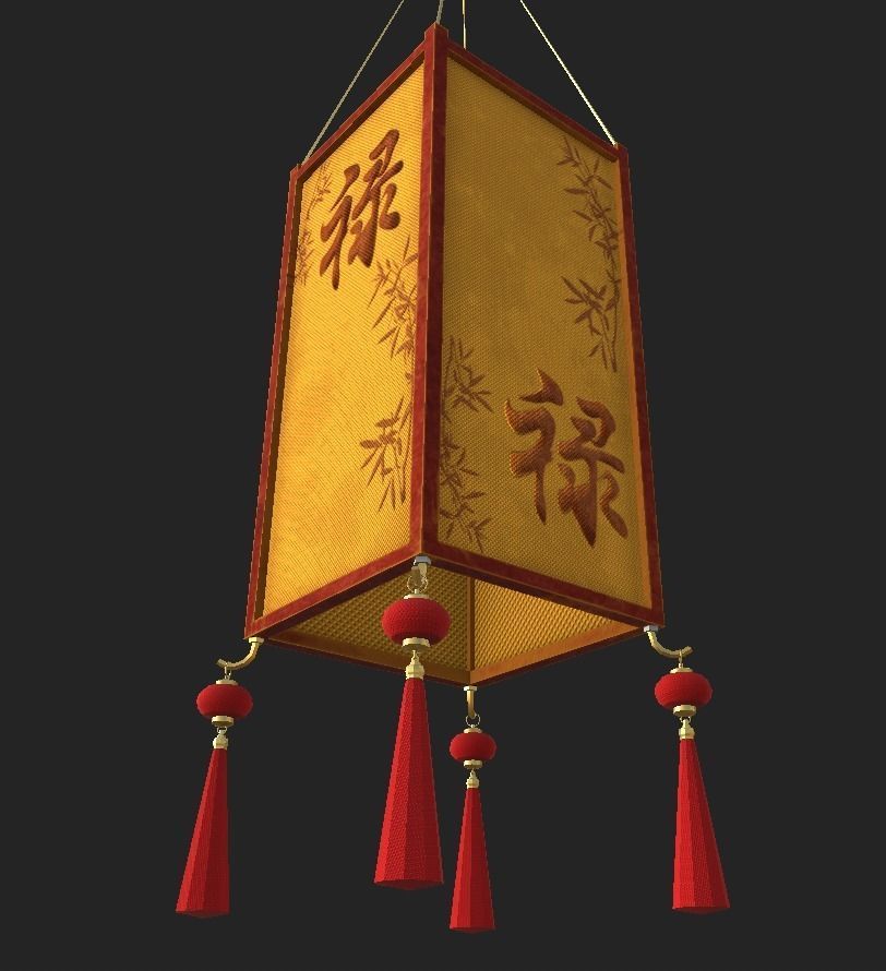 Realistic Chinese Lantern 3 Low-poly 3D model_23