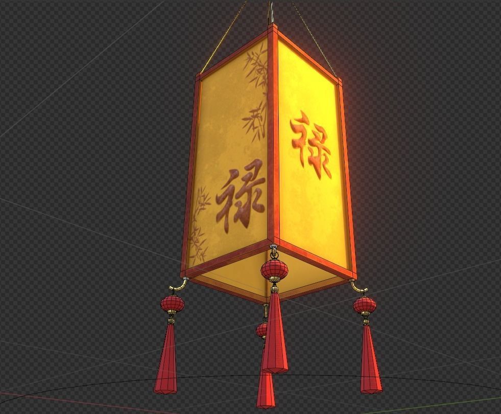 Realistic Chinese Lantern 3 Low-poly 3D model_13