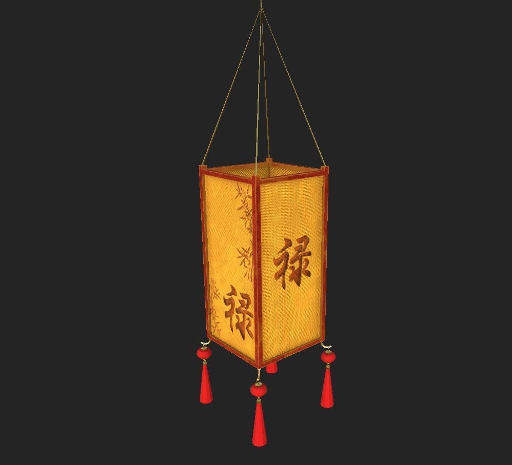 Realistic Chinese Lantern 3 Low-poly 3D model_29