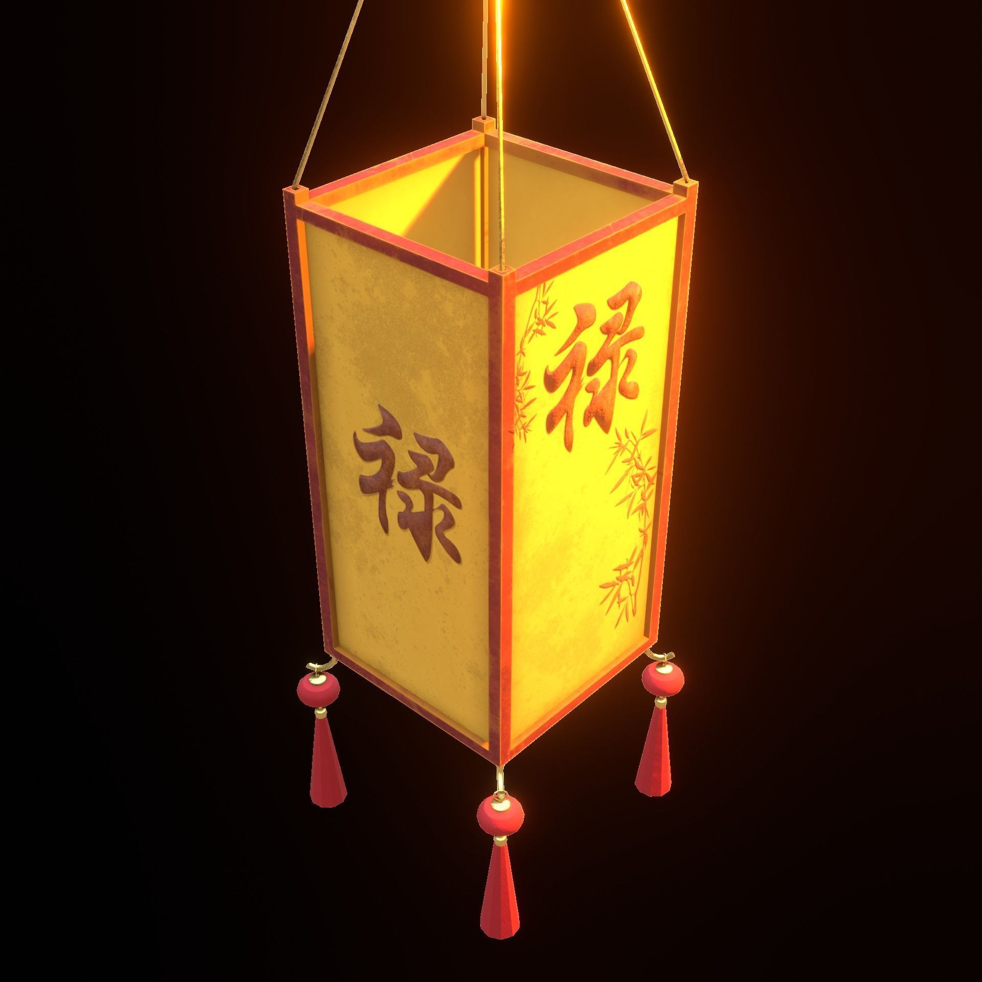 Realistic Chinese Lantern 3 Low-poly 3D model_7
