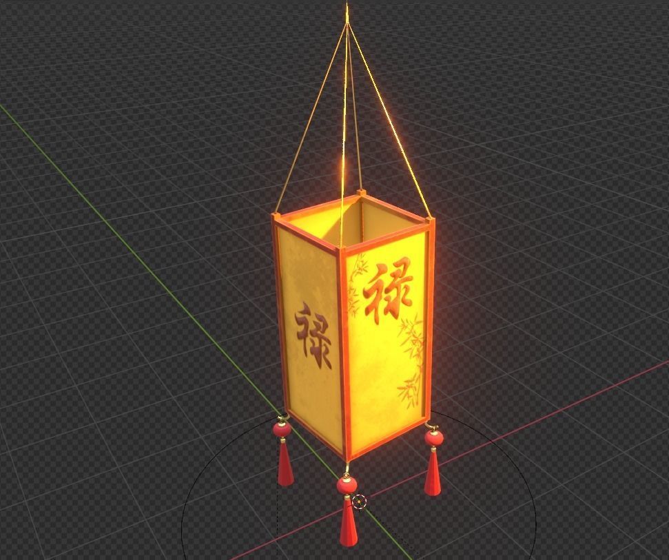 Realistic Chinese Lantern 3 Low-poly 3D model_11