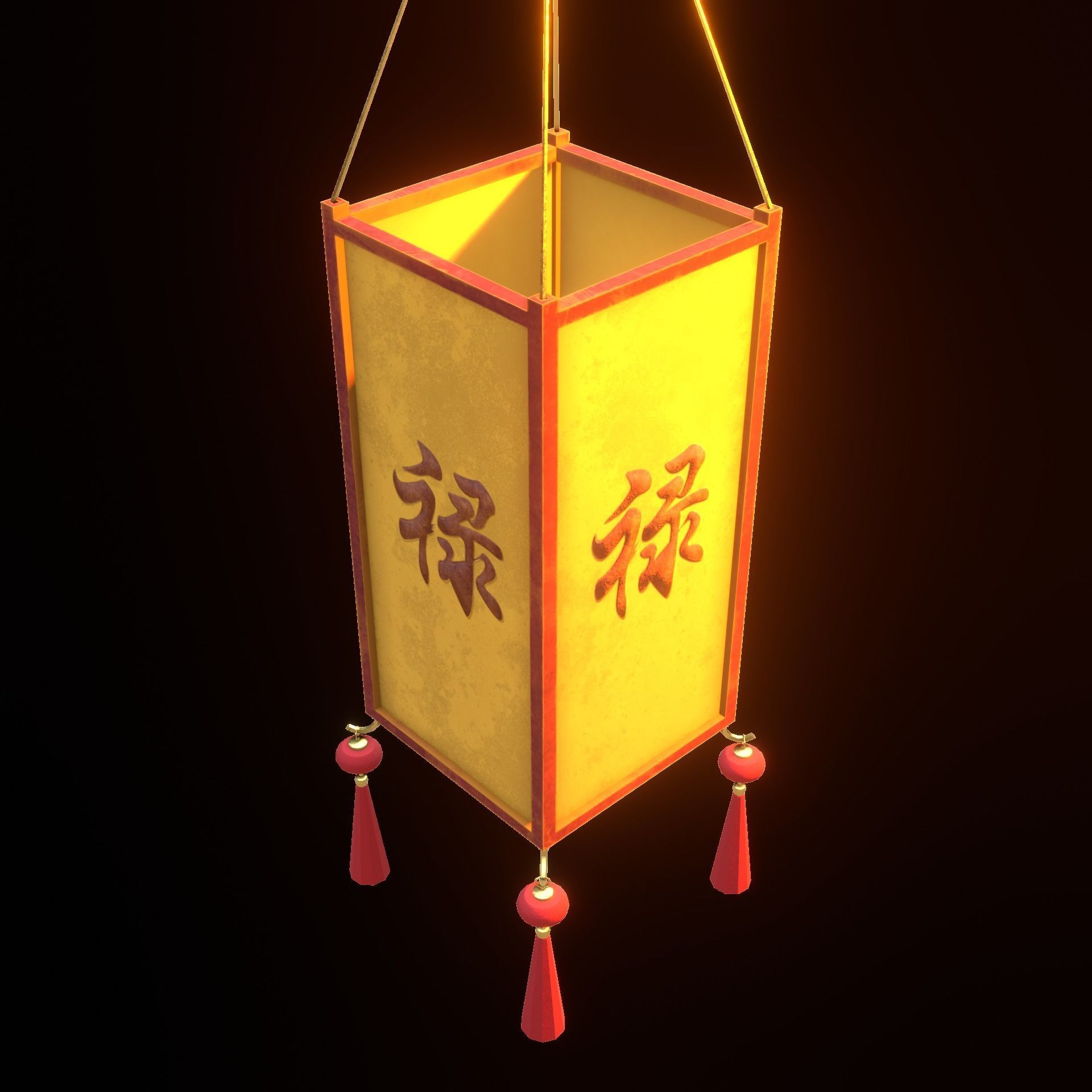 Realistic Chinese Lantern 3 Low-poly 3D model_6