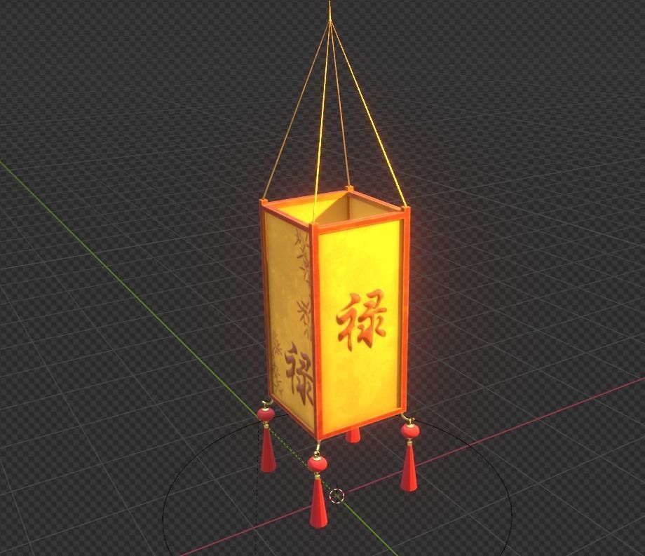 Realistic Chinese Lantern 3 Low-poly 3D model_9