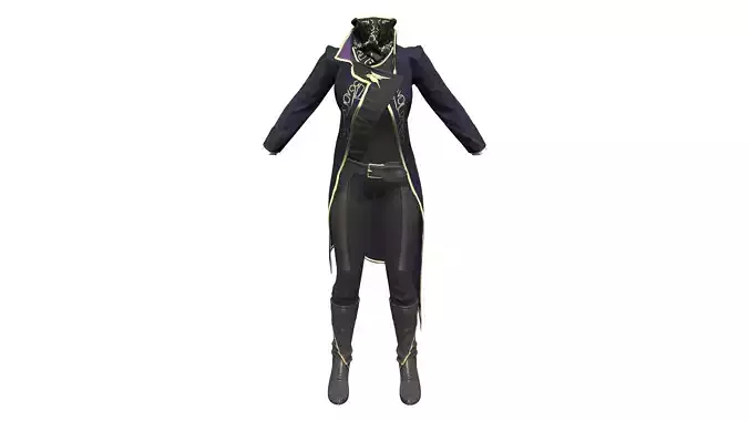 Full Black Fantasy Outfit Jacket Pants Boots Mask