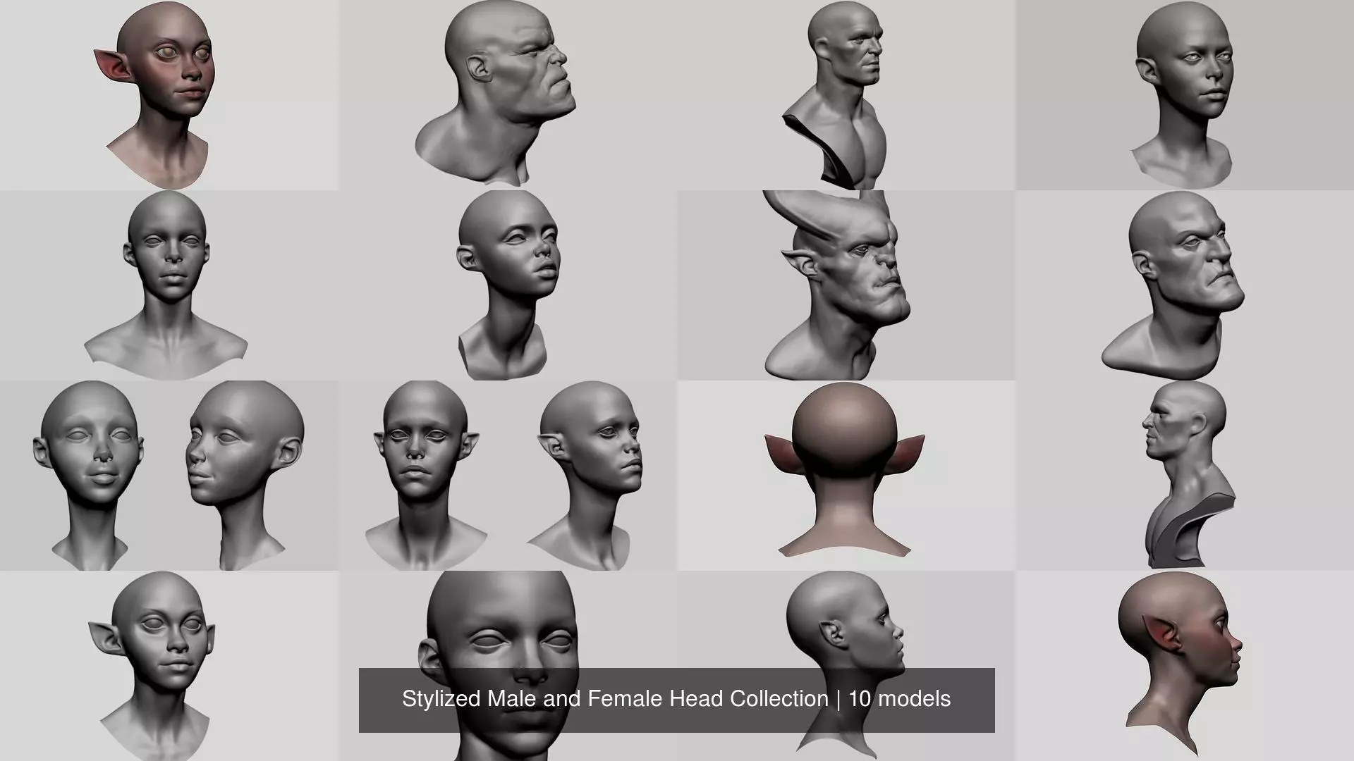 Stylized Male and Female Head Collection _0