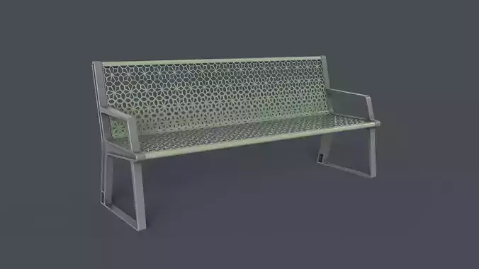 Metal Modern Bench 9 PBR Game Ready Low-poly 3D model