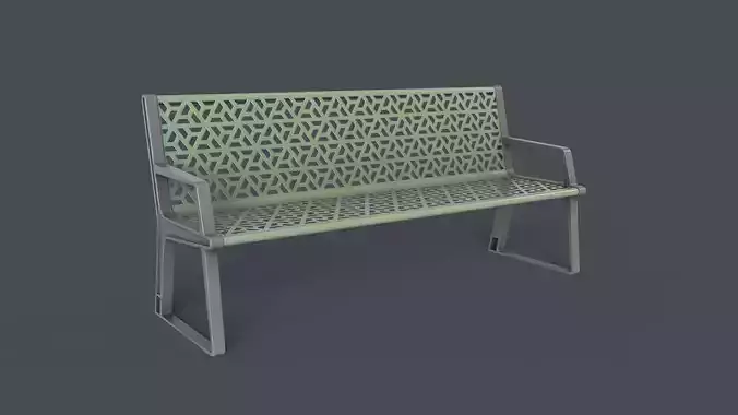 Metal Modern Bench 11 PBR Game Ready Low-poly 3D model