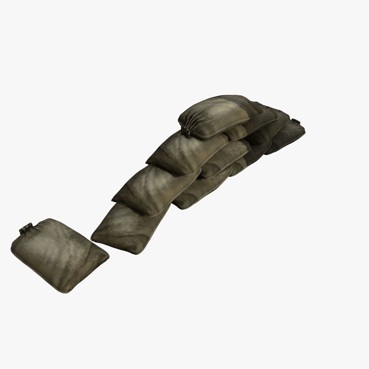 Sandbags pile of pillows 3D model_2