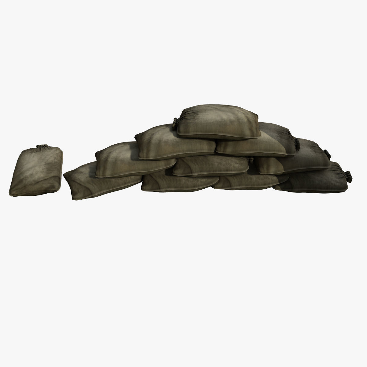 Sandbags pile of pillows 3D model_1