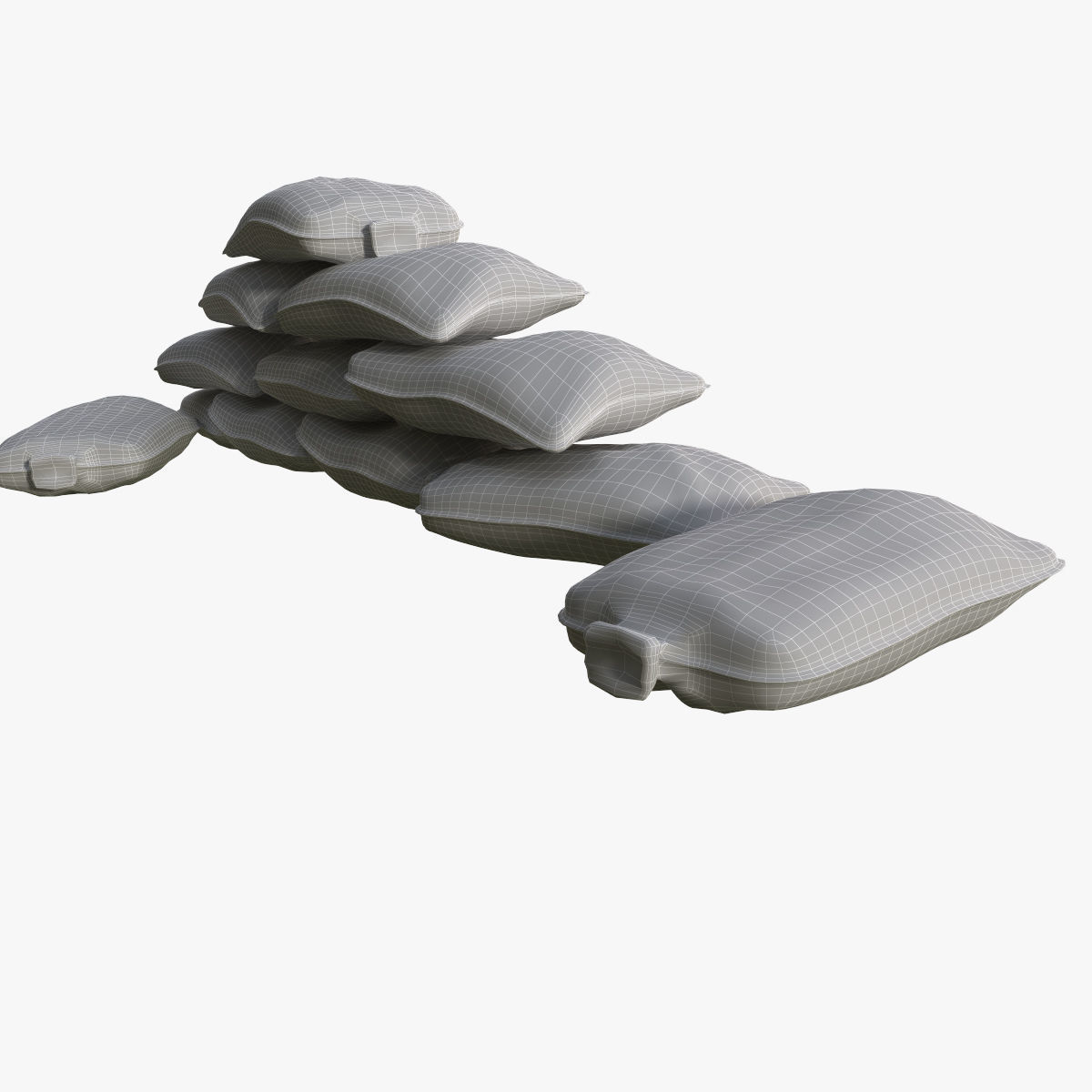 Sandbags pile of pillows 3D model_11