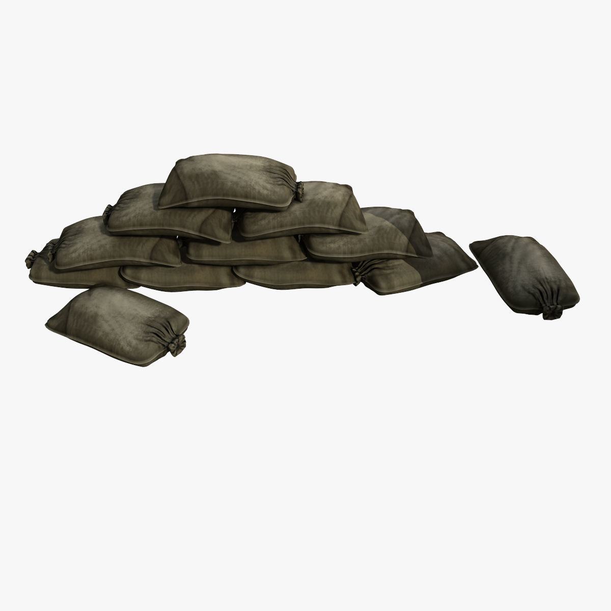 Sandbags pile of pillows 3D model_4