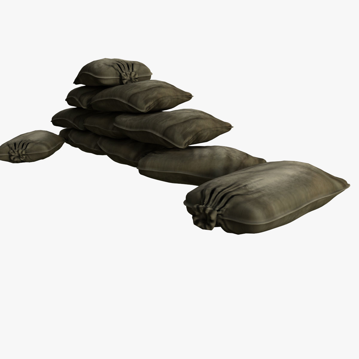 Sandbags pile of pillows 3D model_5