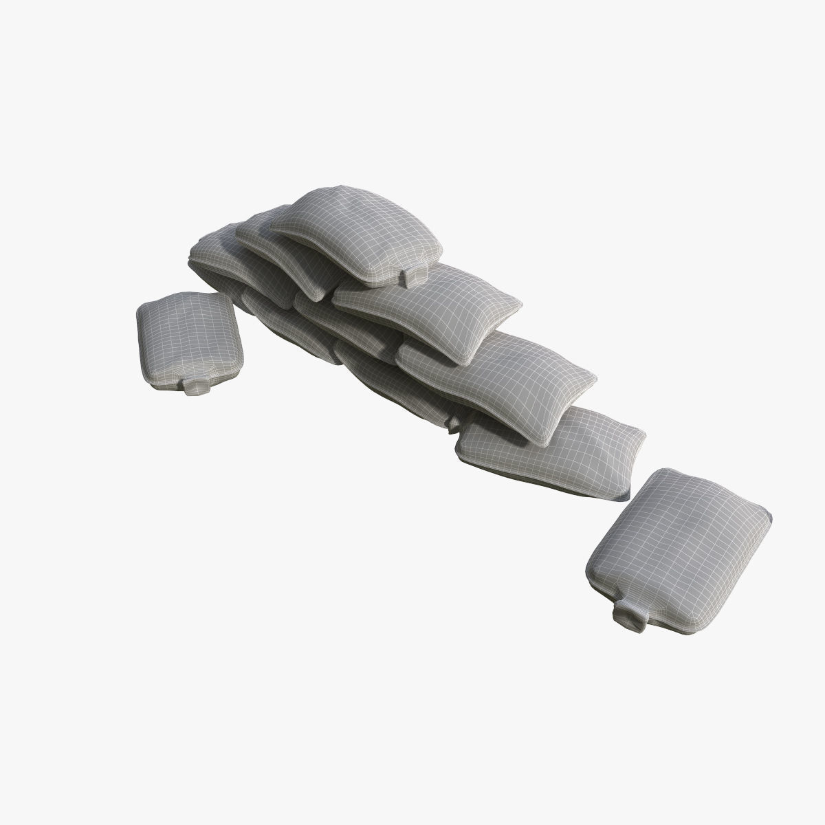 Sandbags pile of pillows 3D model_9