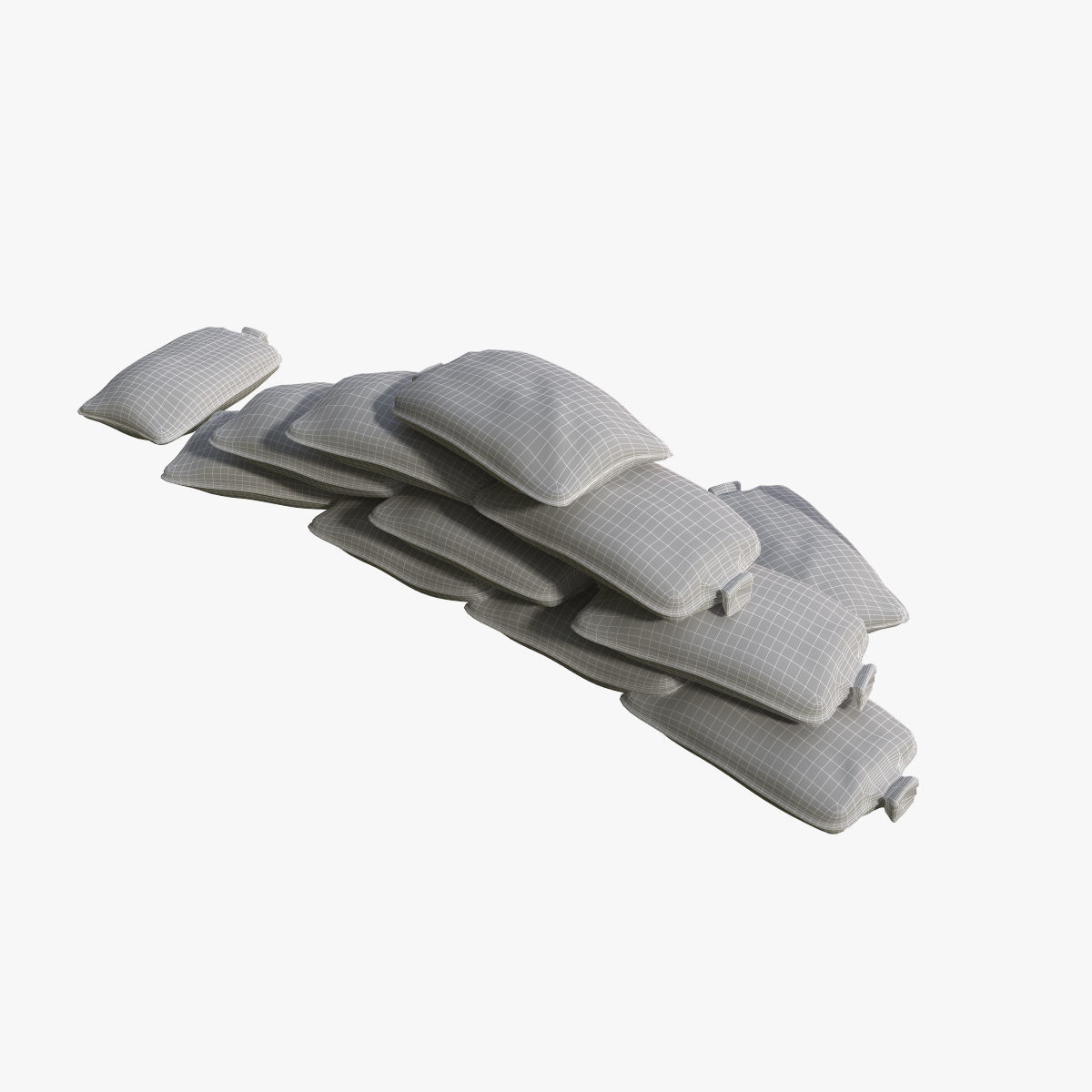 Sandbags pile of pillows 3D model_6