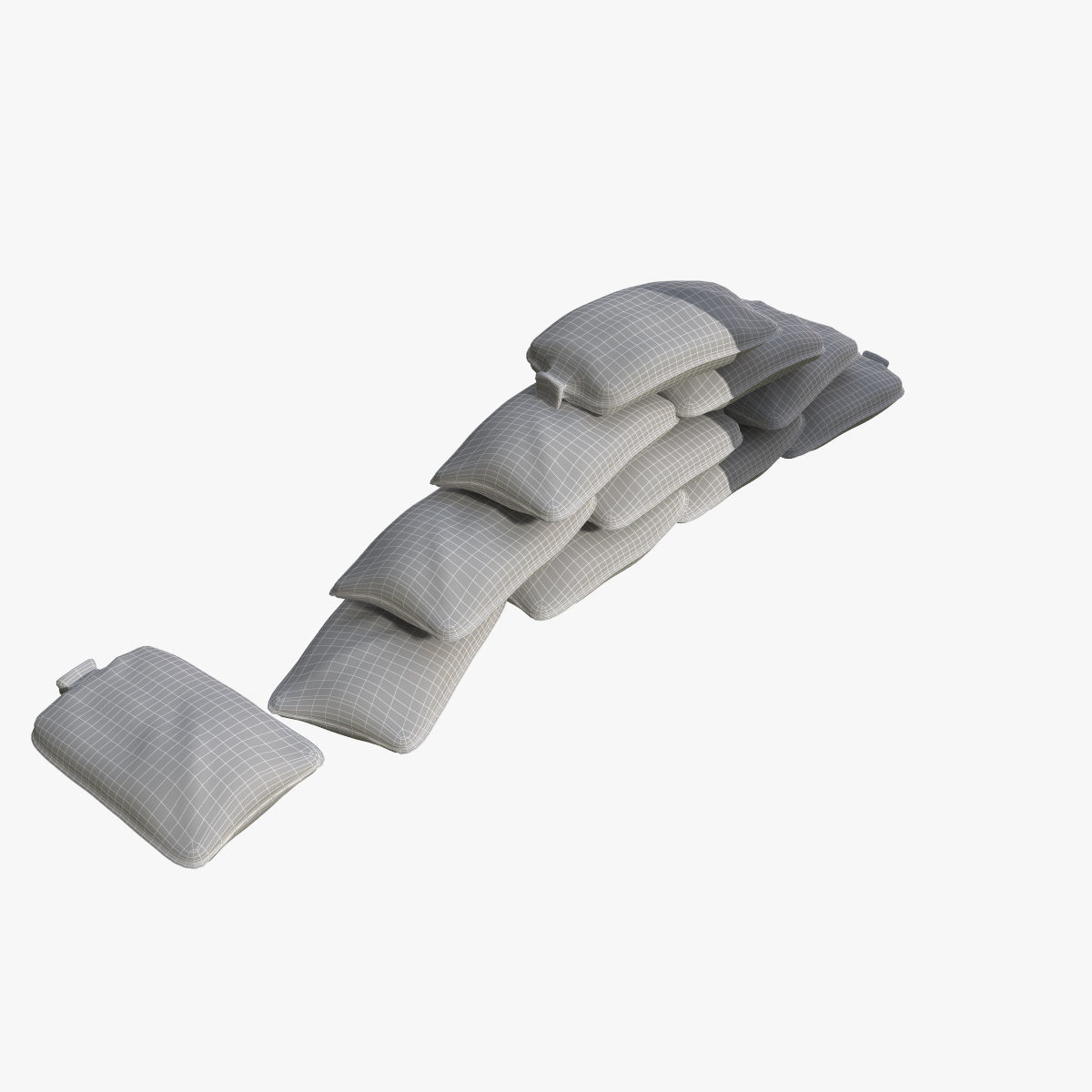 Sandbags pile of pillows 3D model_8