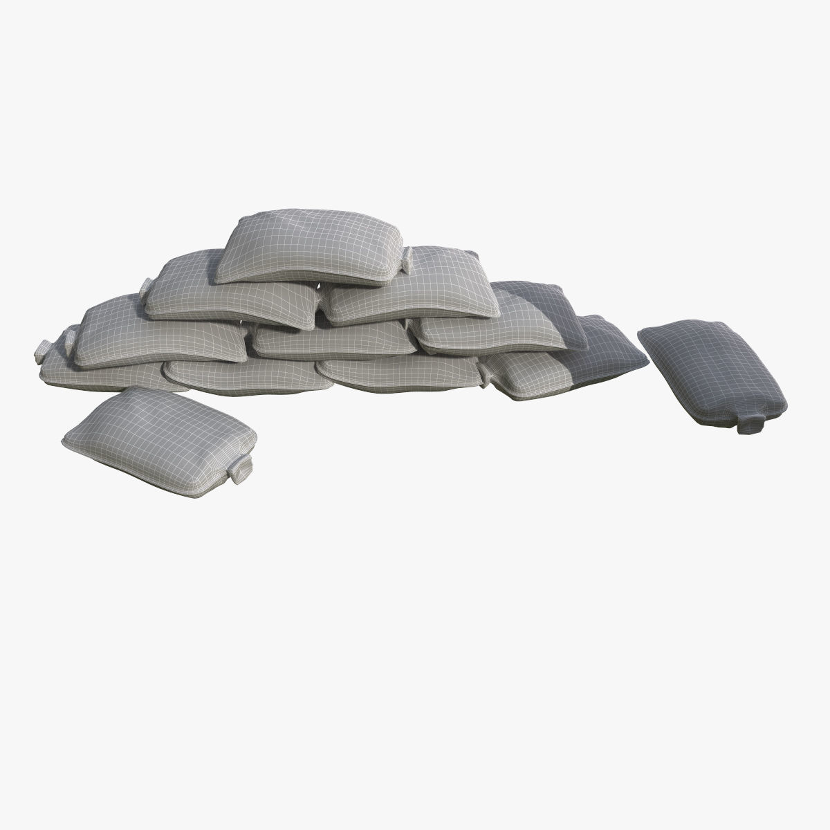 Sandbags pile of pillows 3D model_10