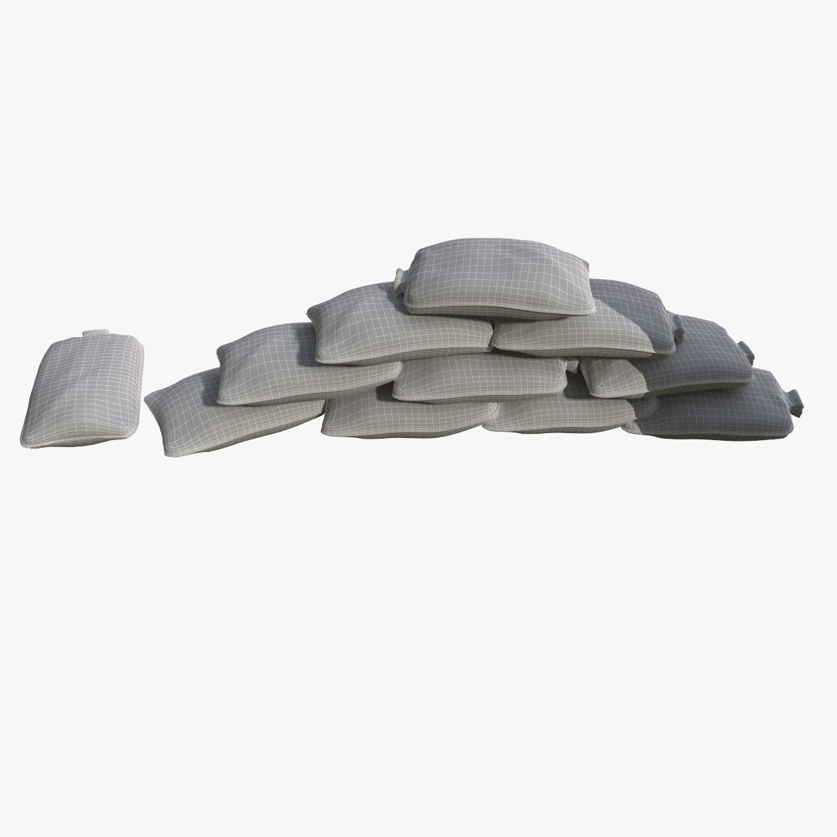 Sandbags pile of pillows 3D model_7
