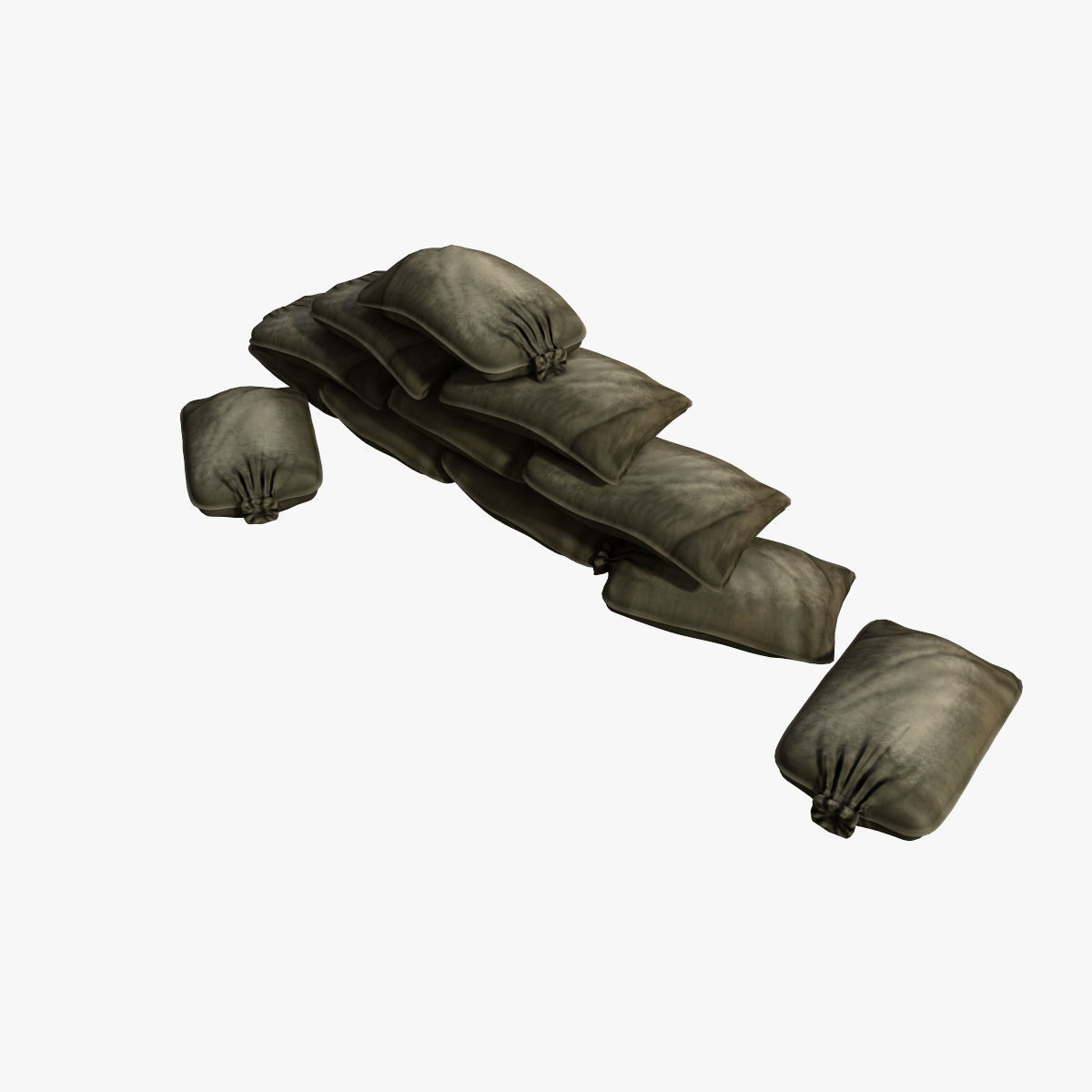 Sandbags pile of pillows 3D model_3