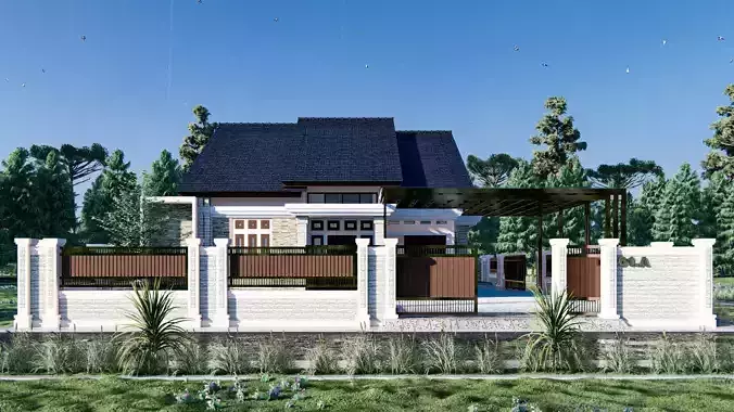 simple house design in suburban aceh indonesia 3D print model