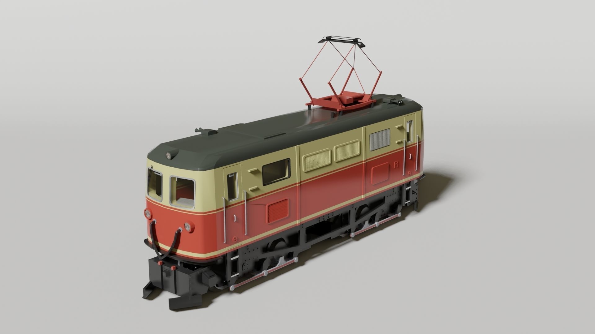 Historical Austrian narrow-gauge electric locomotive 3D model_4
