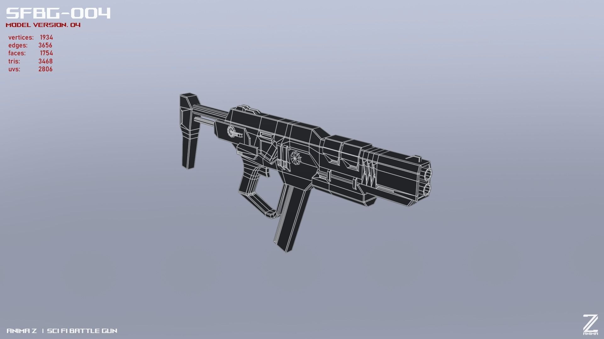 Scifi Battle gun Low-poly 3D model_12