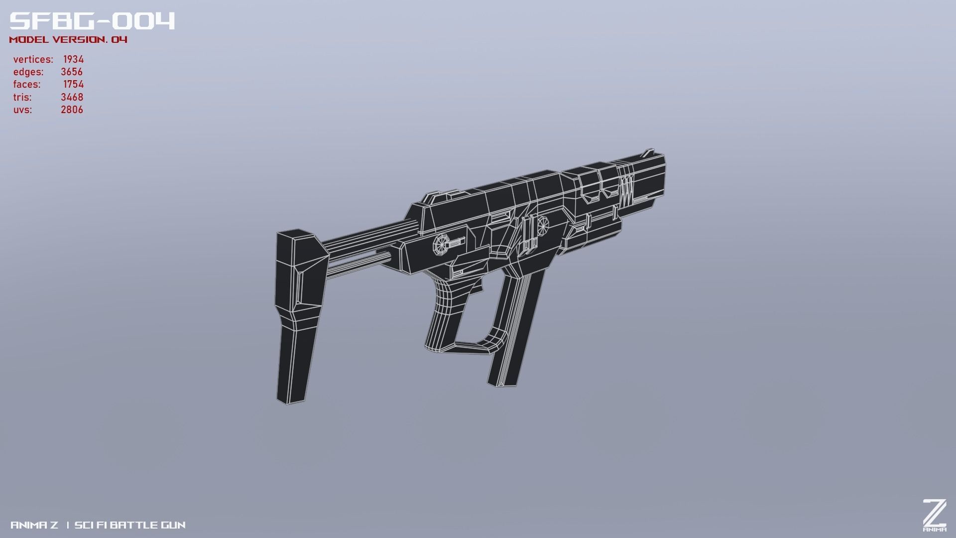 Scifi Battle gun Low-poly 3D model_14