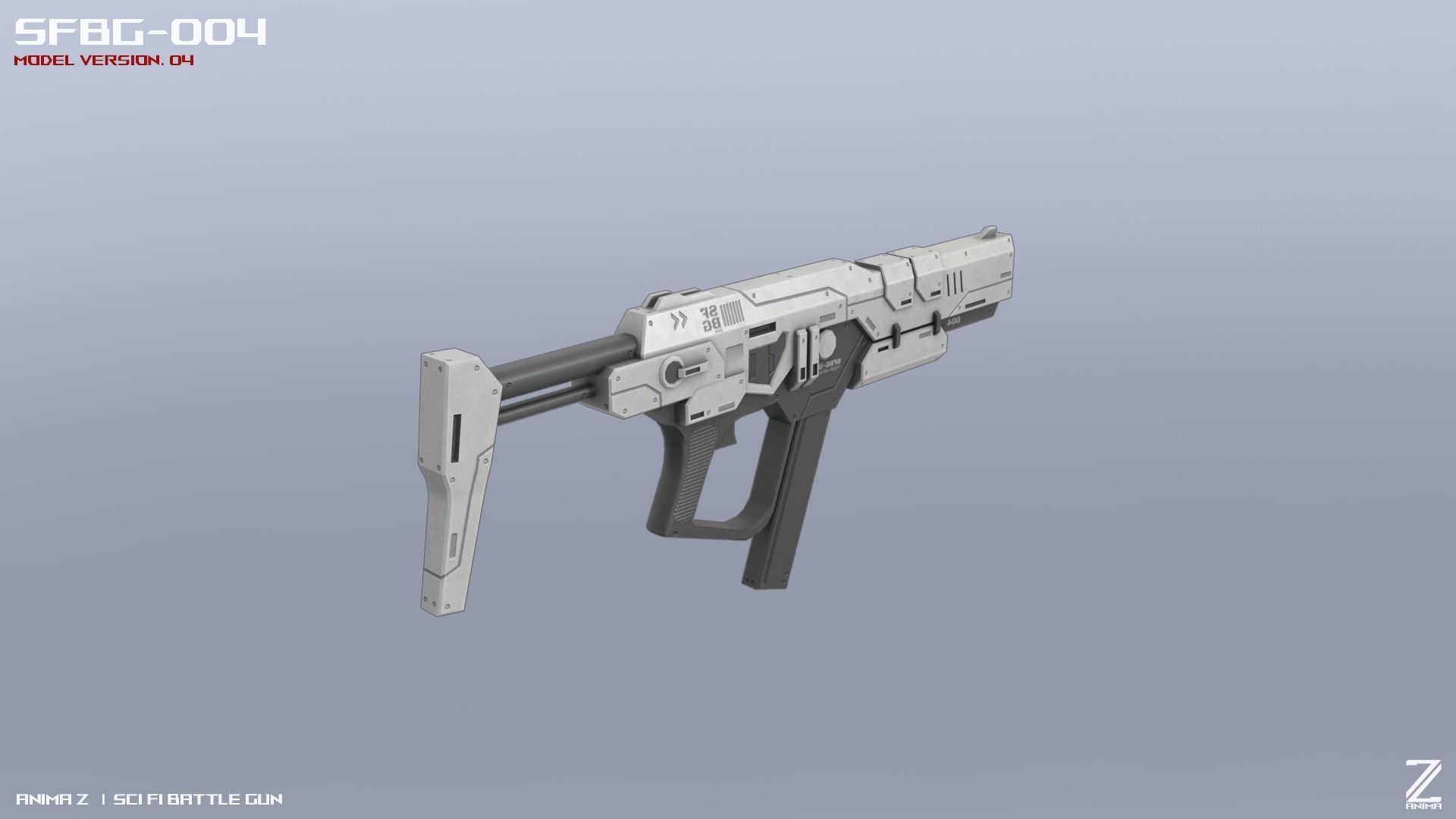 Scifi Battle gun Low-poly 3D model_7