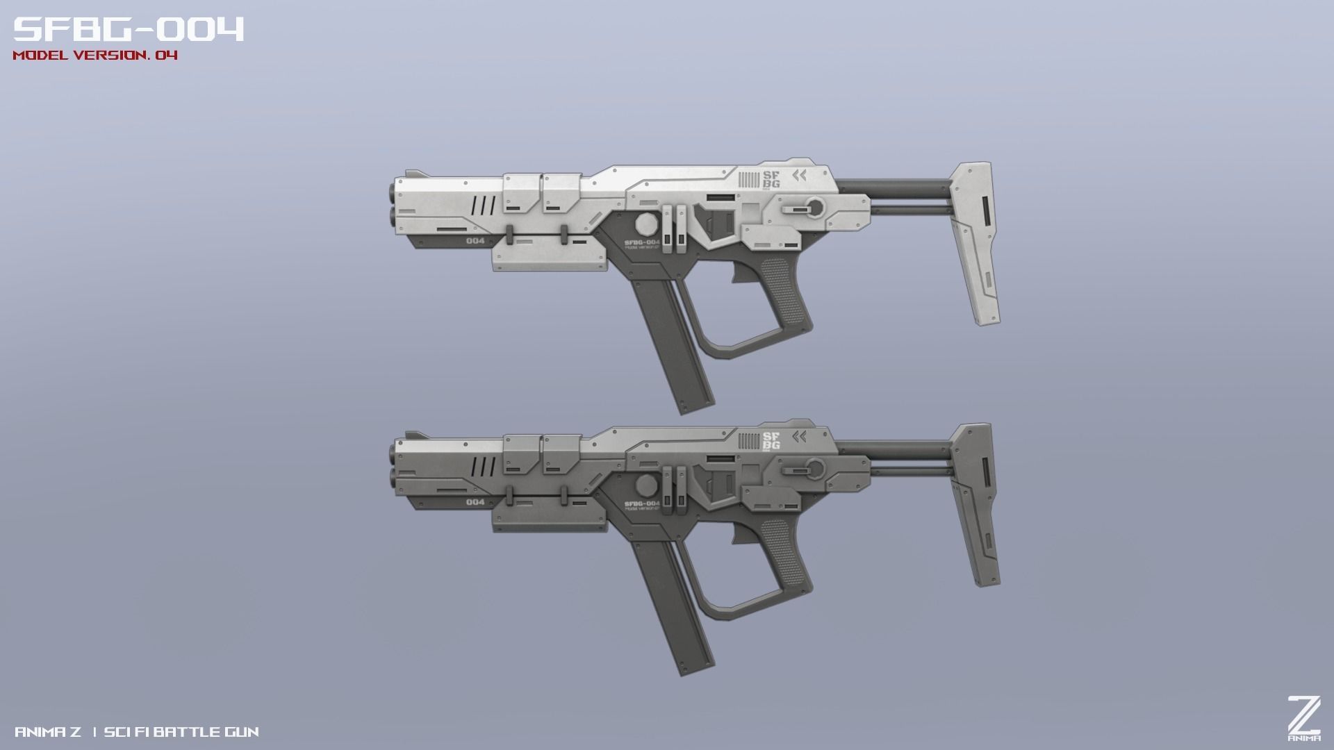 Scifi Battle gun Low-poly 3D model_1