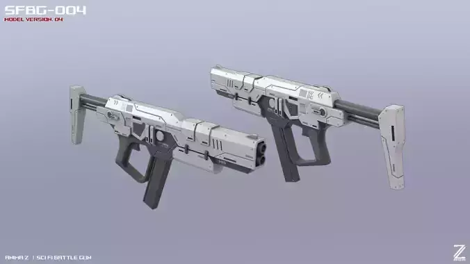 Scifi Battle gun Low-poly 3D model
