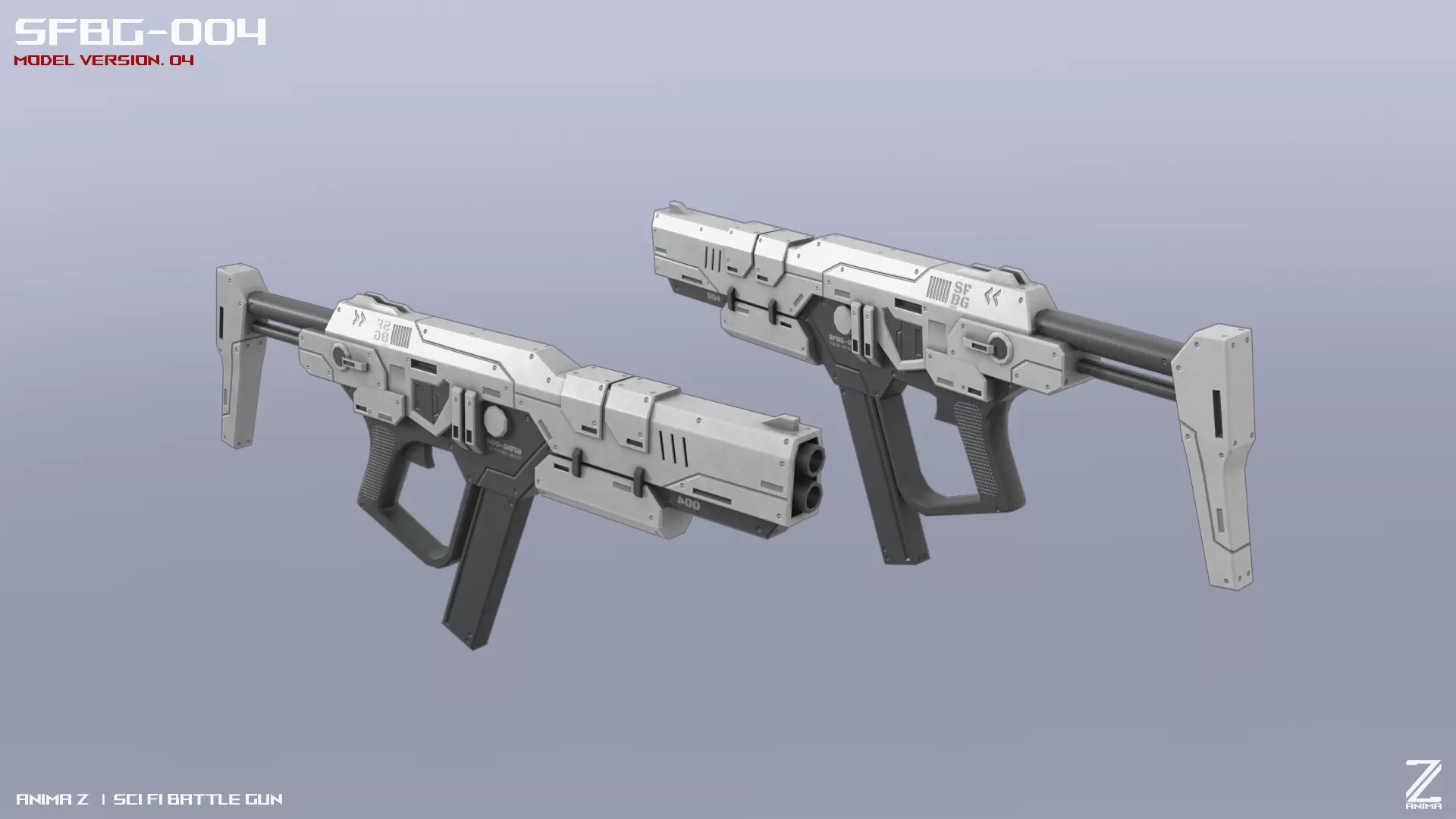 Scifi Battle gun Low-poly 3D model_0