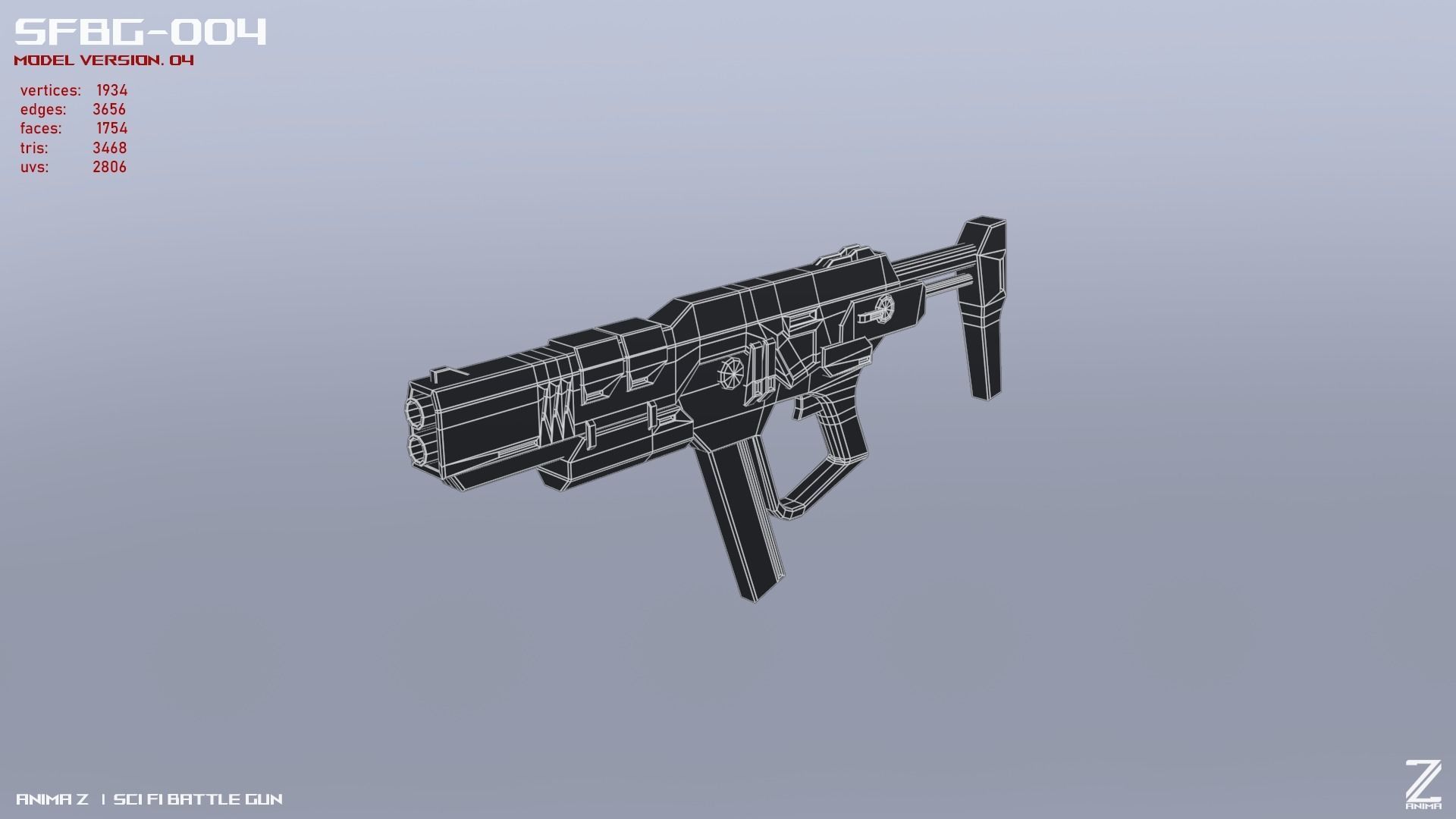 Scifi Battle gun Low-poly 3D model_13